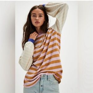 Free People we the free sawyer striped tee medium new